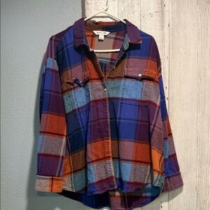 Old Navy Vibrant Plaid Boyfriend Shirt